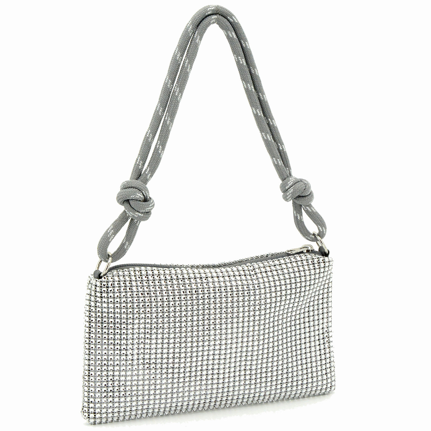 Rhinestone Purse Silver Sparkly Handbag Evening Glitter Clutch Bag for Women Shiny Bag for Wedding Prom and Party