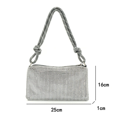 Rhinestone Purse Silver Sparkly Handbag Evening Glitter Clutch Bag for Women Shiny Bag for Wedding Prom and Party